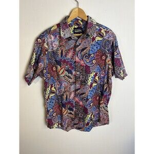 Cremieux Men’s Shirt Boho Paisley Novelty Print  Button Down Short Sleeve Size L